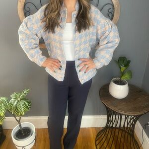 VICI Blue and Cream Houndstooth Jacket